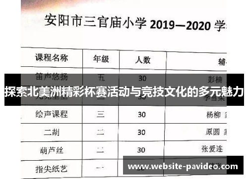 探索北美洲精彩杯赛活动与竞技文化的多元魅力